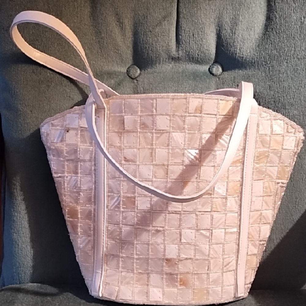 White Mother Of Pearl & Beaded Purse NWOT